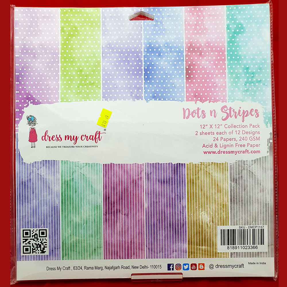Dress My Craft – Dots & Stripes 12″ x 12″ Paper Pad