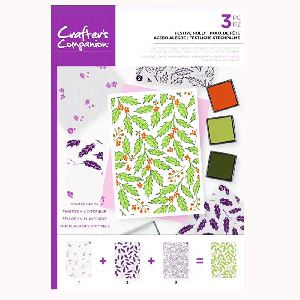 Crafter’s Companion Background Layering Stamps – Festive Holly