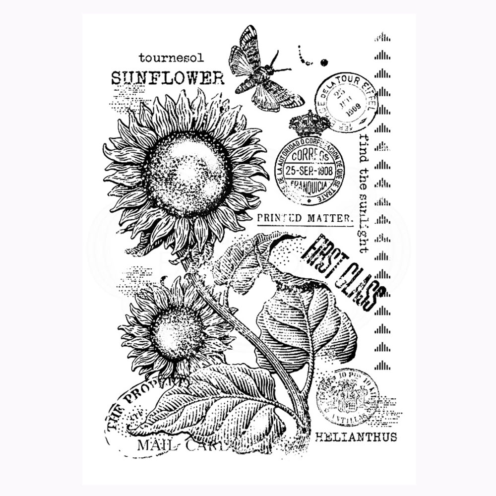 Vintage Sunflower Stamp