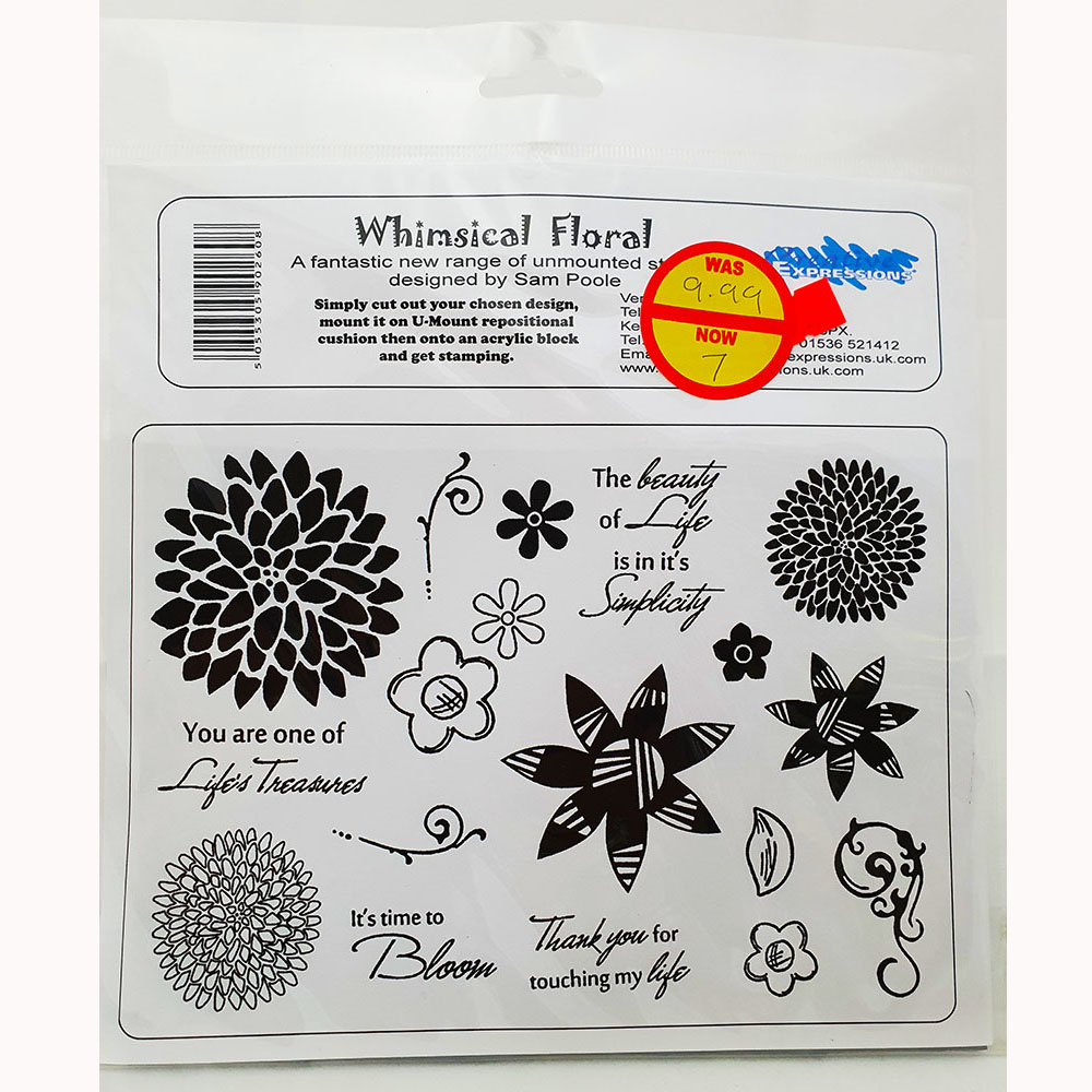U-Mount – Whimsical Floral A5 Rubber Stamp