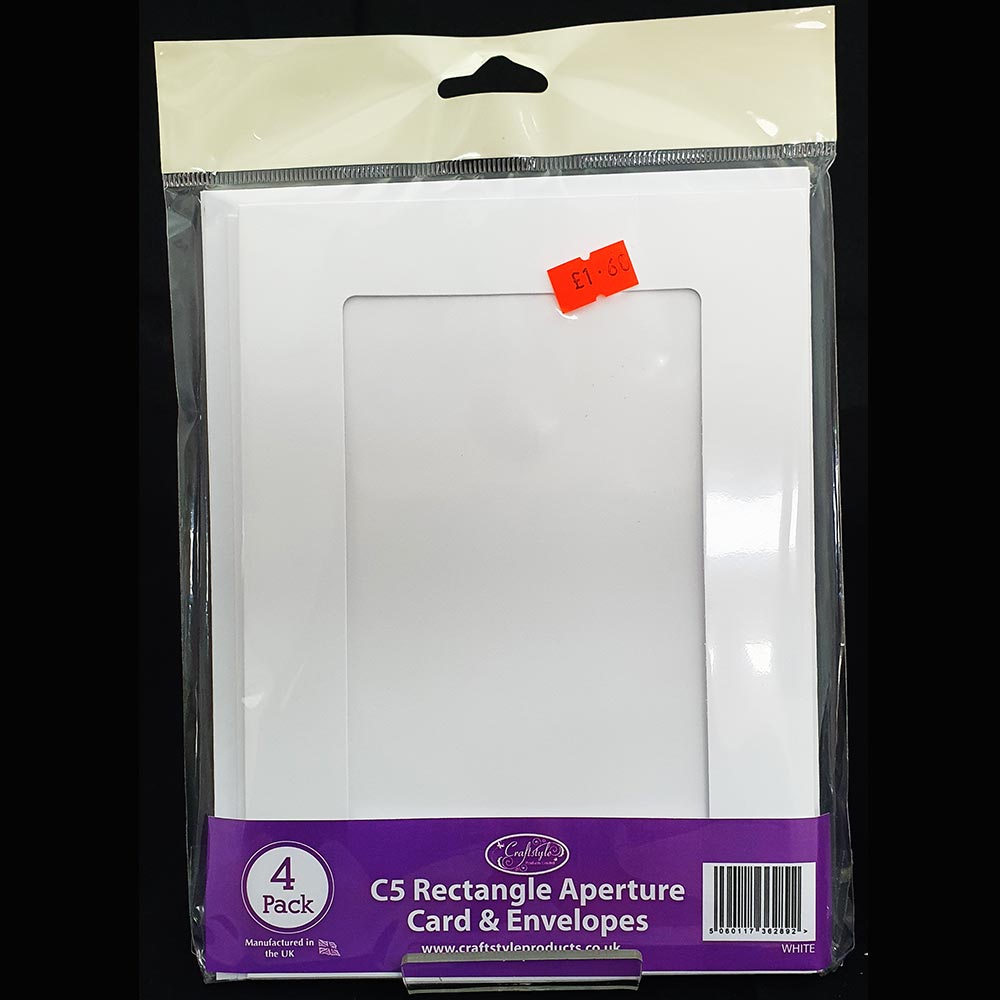 Craftstyle C5 Card & Envelopes Rectangle Aperture White