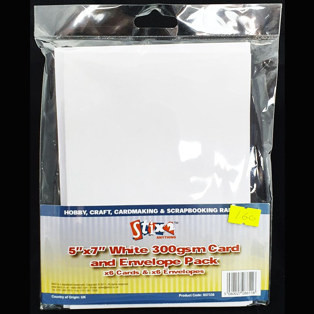 Stix2 5" x 7" Card & Envelopes White