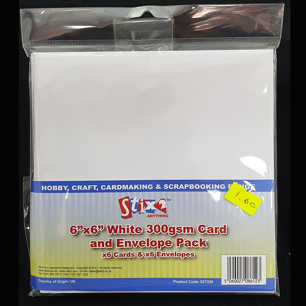 Stix2 6" x 6" Card & Envelopes White