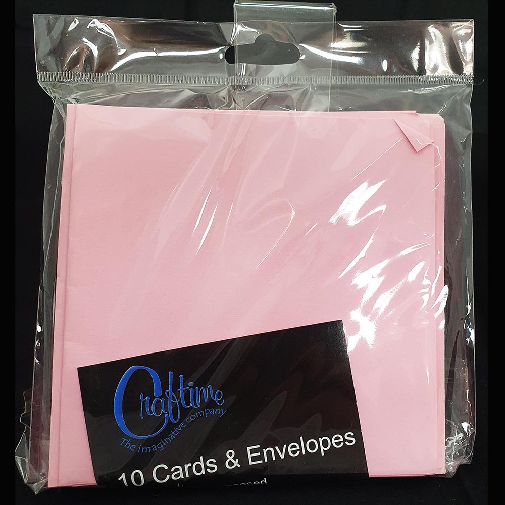 Craftime 5" x 5" Cards & Envelopes Pink