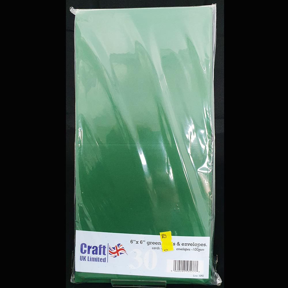 Craft Uk 6" x 6" Card & Envelopes Blanks Green